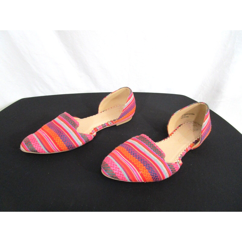Restricted Multicolor Striped Fabric D'Orsay Flats Women’s Shoes Size 8.5 - Picture 3 of 10